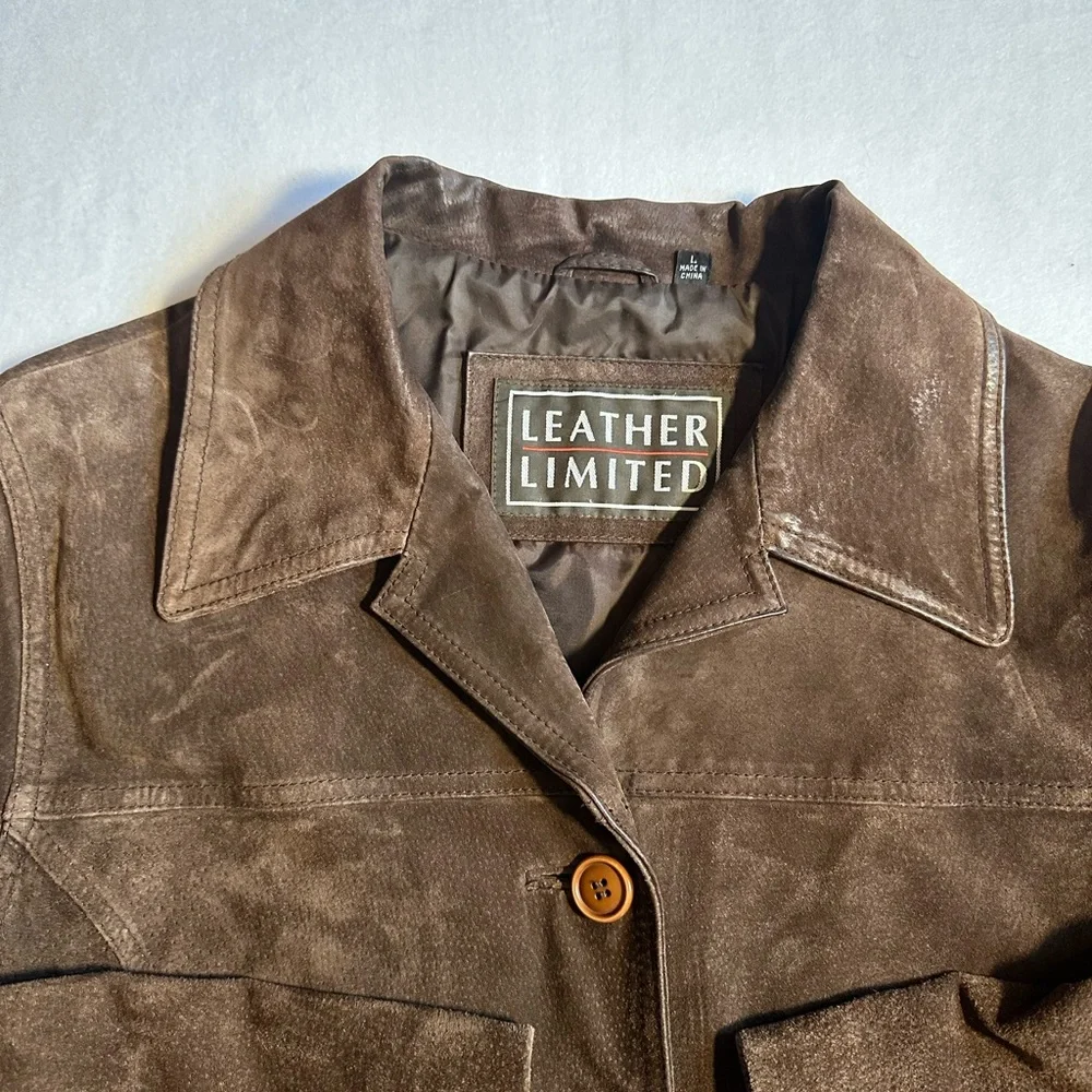 Limited Leather Women’s Brown Leather Jacket Western Button Front Size Large - Picture 3 of 6